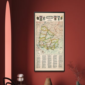 Historische Karte von Uruguay, Vintage Karte Poster, Große Wand Kunst, Uruguay Geschenk