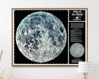 Map of the Moon Vintage Print| Lunar Map Poster| Home Gift Wall Art