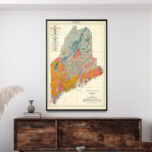 Geologische Karte von Maine | Vintage Maine Karte | Geologische Karte USA| Geologie Karte Drucken