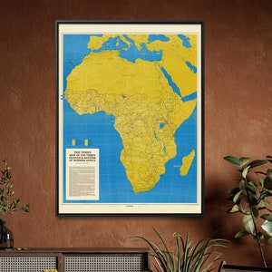 African Tribes Vintage Map Print| Africa Map Wall Art| Africa Home Decor Poster