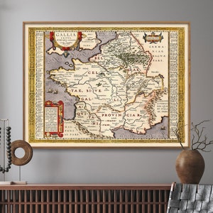 Stampa mappa antica della Gallia/Poster mappa della Gallia/Arte murale regalo per la casa
