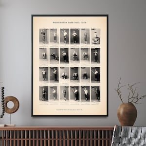 Stampa poster vintage del Washington Baseball Club/Carte dei giocatori di baseball/Arte murale/Regalo per la casa di Washington