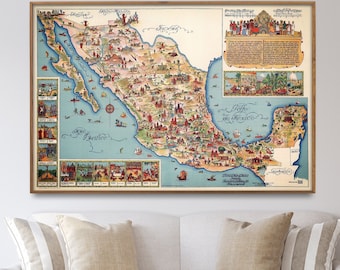 Pictorial Map of Mexico (1931): Vintage Mexican Wall Art