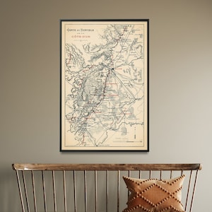 Carte vintage des vignobles de la Côte d'Or | Affiche de carte de la région viticole de Bourgogne| Cadeau d'art mural français