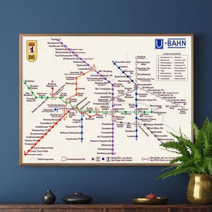 Metropolitana di Berlino Ovest, stampa mappa vintage, poster di Berlino dell'epoca della Guerra Fredda, regalo per la casa e l'arte murale