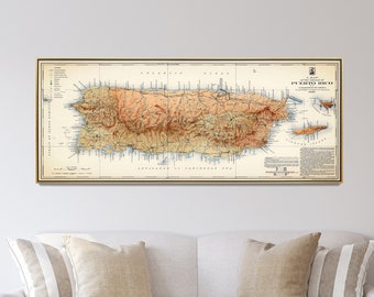 Old Map Of Puerto Rico| Puerto Rico Vintage Map Print| Puerto Rican Wall Art| Puerto Rico Gift| Large Map Poster