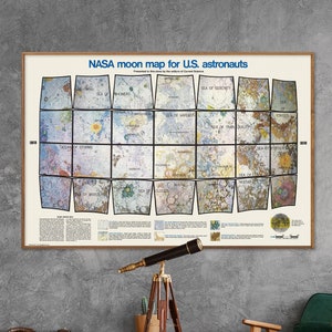 Nasa Mond Karte für US Astronauten - Vintage Druck, Mond Karte Wandkunst, Nasa Poster Geschenk