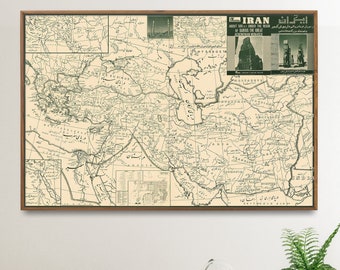 The Empire Of Iran Map| Ancient Map Of Iran| Iran History Print| Large Vintage Map Wall Art