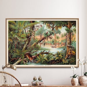 Tropische Zone Vintage Gemälde Drucken | Geographie Großes Poster | Wand Kunst Home Geschenk