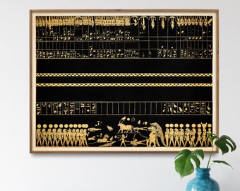 Vintage Egyptian Zodiac Print: Thebes Tomb Art