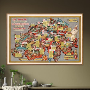 Speise- und Weinkarte der Schweiz, Esszimmer Wandkunst, Schweiz Druck, Schweizer Poster