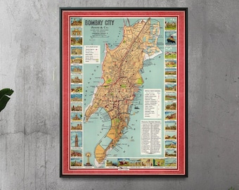 Vintage Mumbai Map Print: 1947 Bombay City Wall Art