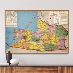 Kaliningrad Region Vintage Karte, Russische Halb-Exklave Poster, historische Wandkunst Gif
