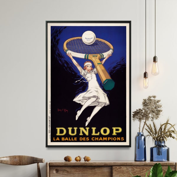 Tennis Vintage Poster Print| Dunlop Advertising Wall Art| Tennis Lover Home Gift