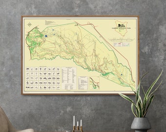 Nairobi National Park Vintage Map Poster| Kenya Animals Map Print| Safari Wall Art Decor