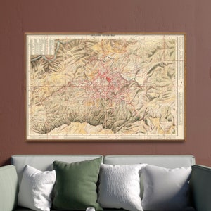 Shillong Vintage Karte Drucken | Meghalaya Region Karte Poster | Indien Home Decor Wandkunst