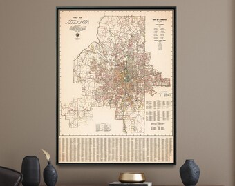 Atlanta Atlanta Map Print: 1952 Georgia Wandkunst