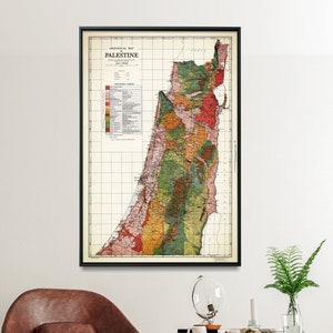 Mappa geologica della Palestina/Mappa geologica di Israele/Mappa geologica/Poster scientifico, decorazione, regalo