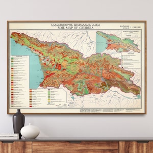 Stampa mappa vintage della Repubblica della Georgia, საქართველო, mappa del suolo della Georgia, poster geologico, regalo di geologia