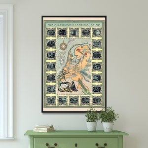 Nederland in oorlogstijd vintage posterafdruk | Muurkunst na de Tweede Wereldoorlog| Wooncadeau Tweede Wereldoorlog