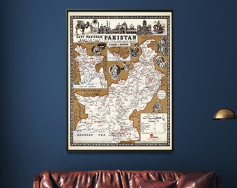 Old Map of Pakistan| Vintage Pakistan Map| Pakistan Gift, Print, Wall Art, Decor, Poster, Wall Map, Map Gift