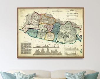 El Salvador Vintage Map Print: 1858 Historical Wall Art