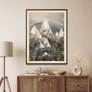Oplopende regio's: dieren en planten: vintage bergposter, natuurwetenschappelijke muurkunst, cadeau voor thuis en klas