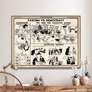 War for Democracy Vintage Chart Print| Political Education Poster| Politician Wall Art Gift