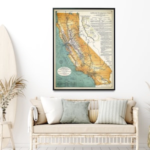 Old Map of California Print| Vintage Map Poster| Home Gift Wall Art