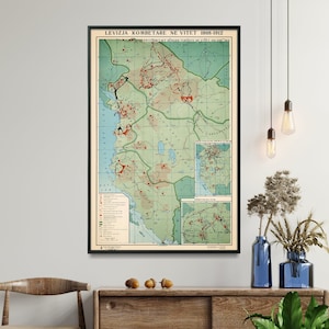 Albania Vintage Map Print, Albanian Map Poster, Home Wall Art Gift