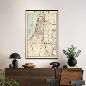 Palästina: Arabische Dörfer & jüdische Kolonien - Vintage Karte Print, Haus Geschenk Wand Kunst
