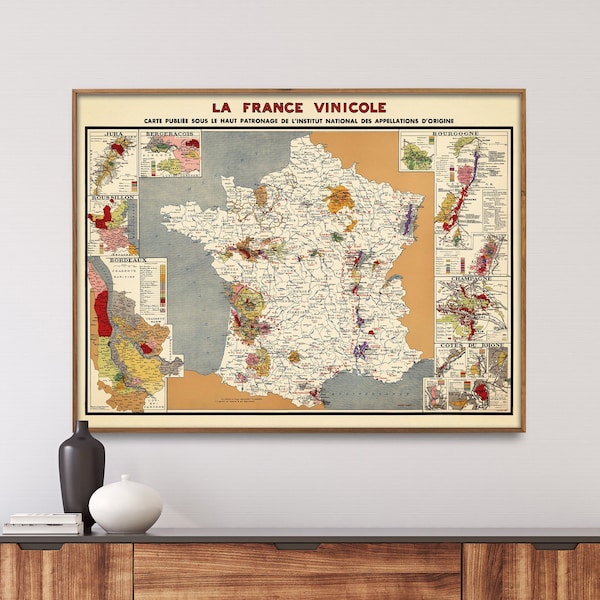 Carte des vins de France| Vignobles en France| Restauration, Restaurant, Cuisine| Décor, Affiche, Art mural, Cadeau, Gros caractères