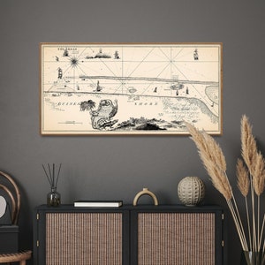 Stampa mappa vintage dell'estuario del fiume Senegal/Poster lungo e stretto/Arte murale del Senegal, regalo per la casa