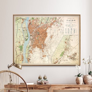 Cairo, Egypt Vintage Map Print| Large Poster Map| Wall Art Home Gift