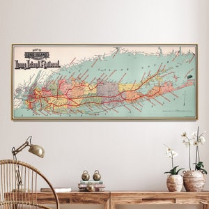 Long Island - Vintage Map Print, Long schmal Poster über dem Bett Wandkunst Geschenk