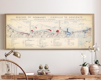 Normandy Beach Map, D Day Map, Normandy Invasion 1944, World War 2 Map, World War 2 Poster, US Army Map