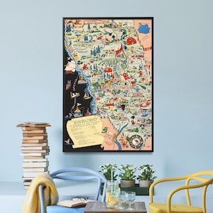 Sonoma County Vintage Map Print| Pictorial Map Poster| California Wine Region Wall Art