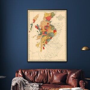 Historical Scotland Clan Map Print: 1822 Highland Clans Wall Art