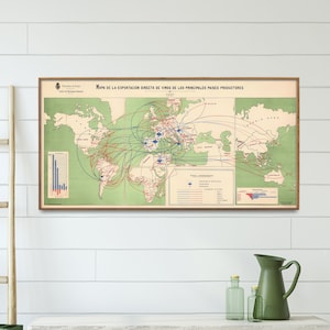 Carte des pays exportateurs et importateurs de vin Imprimer| Carte des vins du monde| Affiche du commerce mondial du vin| Décoration murale pour cave à vin