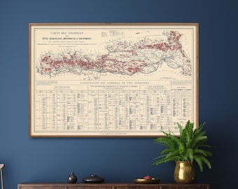 Wine Map Of Beaujolais, Maconnais Et Chalonnais| Bourgogne Wine Map| France Wine Region Print| Dining French Wall Art
