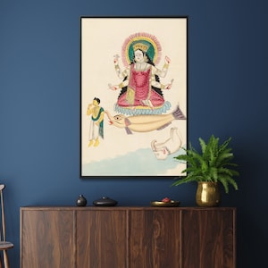 Goddess Ganga Vintage Print| Indian Goddess Poster| Indian Home Gift Wall Art