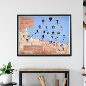 D Day Poster 1944| Normandy Invasion D Day Map| World War 2 Map| Military Map| US Army Poster