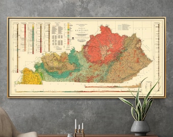 Geological Map of Kentucky| Vintage Geology Map| Geological Art Print