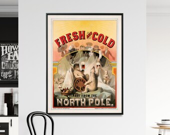 Vintage Polar Bear Beer Poster: Retro Lager Advertising Print