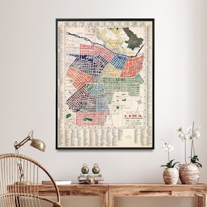 Stampa mappa vintage di Lima, Perù/Arte murale peruviana, regalo per la casa/Poster grande della città di Lima