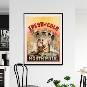 Vintage Beer Poster Print| Retro Beer Advertising| Polar Bears Drinking Beer| Home Gift Wall Art