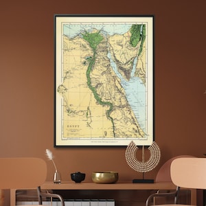 Egypt Vintage Map Print| Old Map Of Egypt Poster| Egypt Wall Art Decor