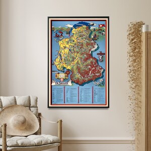 La Savoie Vintage Karte Drucken | Frankreich Region Bildliche Karte | Französische Wandkunst Geschenk