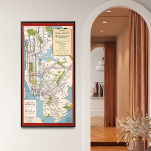 New York Subways Vintage Karte Drucken | New York City Karte Poster | NYC Map Wandkunst