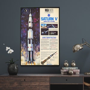 Apollo 11: Saturn V Rocket - Vintage NASA Chart Print, Wall Art Home Gift
